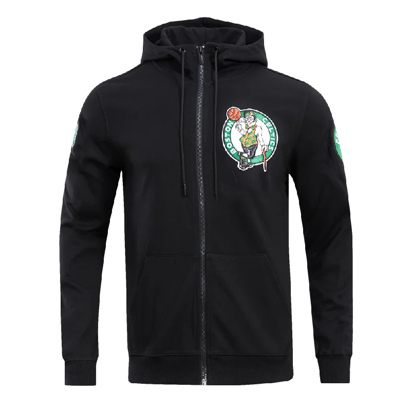 NBA BOSTON CELTICS CLASSIC CHENILLE MEN'S FZ PO HOODIE (BLACK)