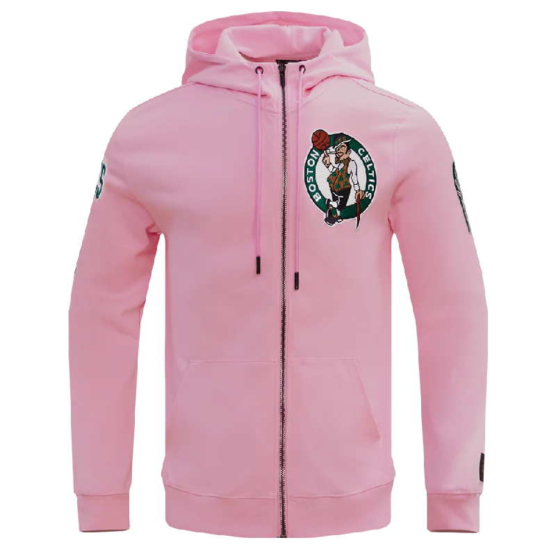 NBA BOSTON CELTICS CLASSIC CHENILLE MEN'S FZ PO HOODIE (PINK)