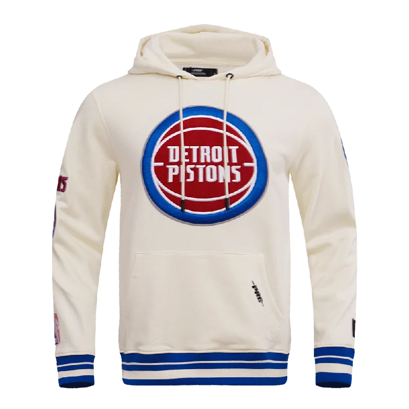 NBA DETROIT PISTONS RETRO CLASSIC MEN'S PO HOODIE (EGGSHELL/ ROYAL BLUE)