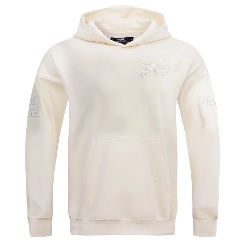 NFL BUFFALO BILLS NEUTRAL DROP SHOULDER MEN'S PO HOODIE (EGGSHELL)