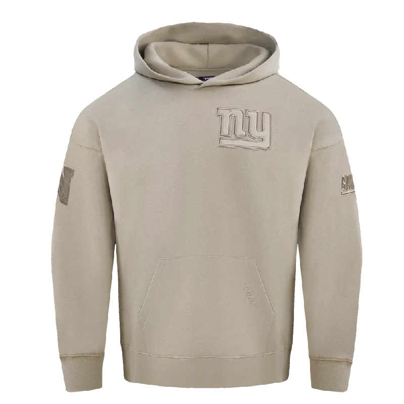 NFL NEW YORK GIANTS NEUTRAL DROP SHOULDER FLC PO HOODIE (TAUPE)