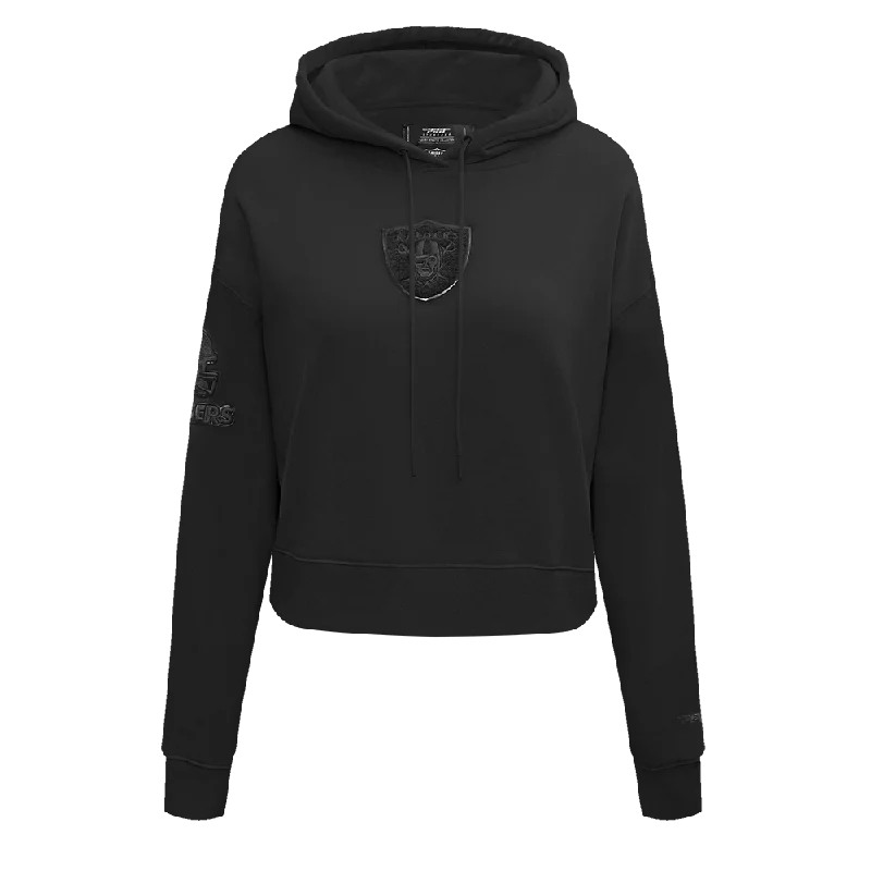 NFL OAKLAND RAIDERS TRIPLE BLACK WOMEN'S CROPPED PO HOODIE (TRIPLE BLACK)