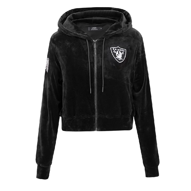 NFL LAS VEGAS RAIDERS CLASSIC WOMEN'S VELOUR FZ PO HOODIE (BLACK)