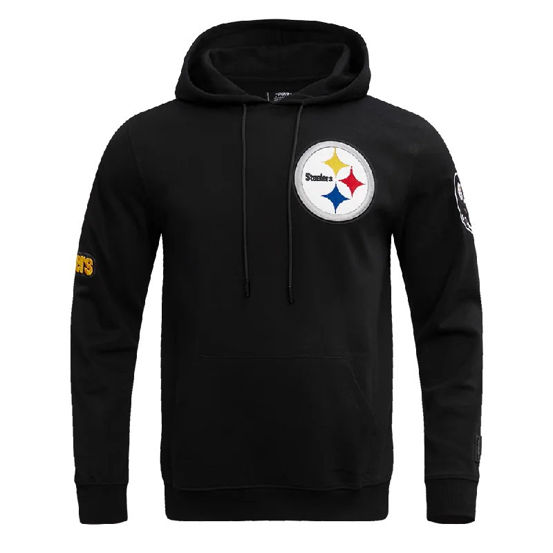 NFL PITTSBURGH STEELERS CLASSIC CHENILLE MEN'S DK PO HOODIE (BLACK)