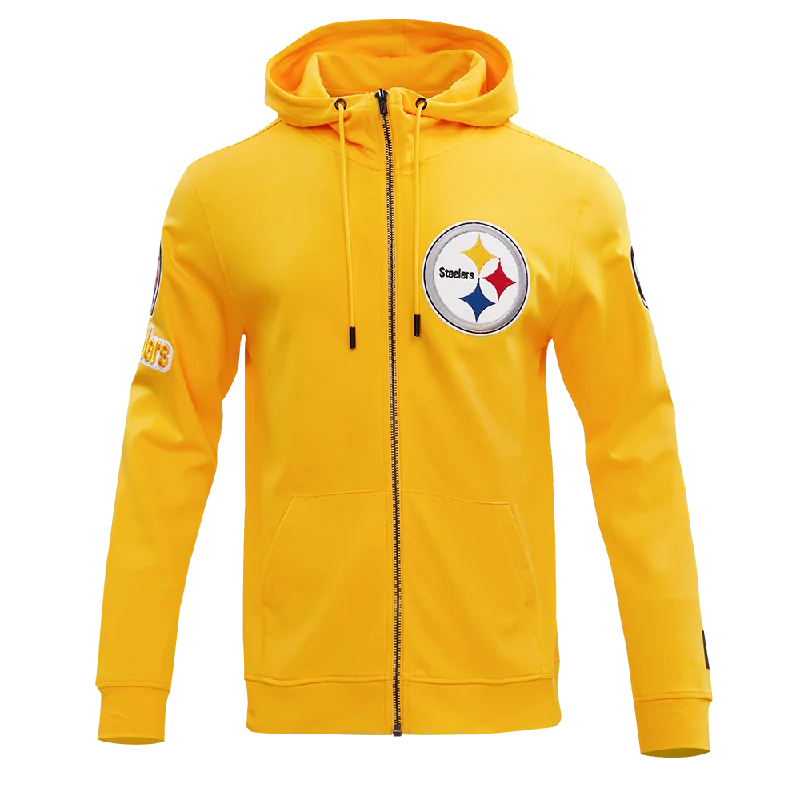 NFL PITTSBURGH STEELERS CLASSIC CHENILLE MEN'S DK FZ HOODIE (YELLOW)