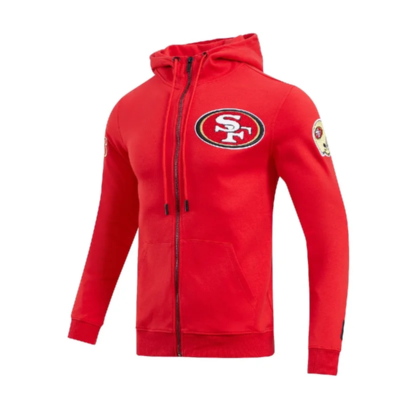 NFL SAN FRANCISCO 49ERS CLASSIC CHENILLE MEN'S FZ PO HOODIE (RED)