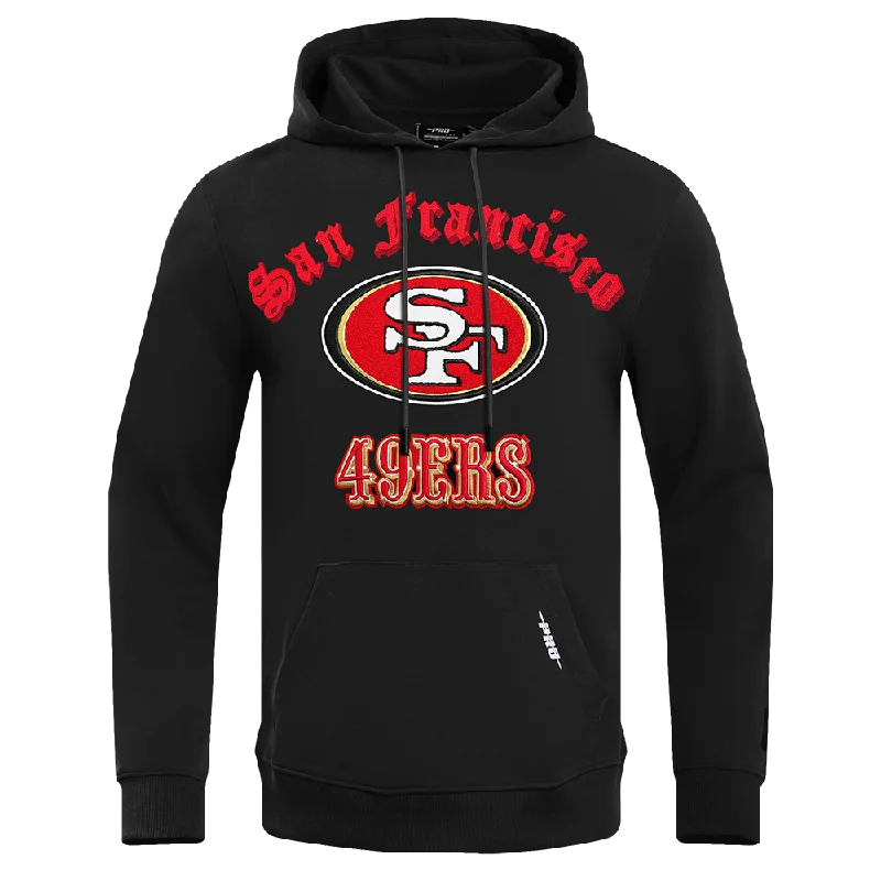 NFL SAN FRANCISCO 49ERS OLD ENGLISH MEN'S PO HOODIE (BLACK)