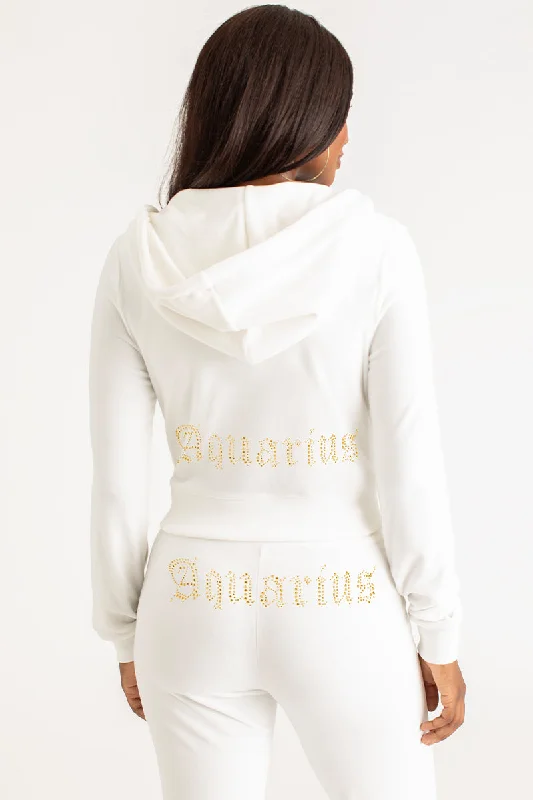 Aquarius Big Bling Velour Hoodie