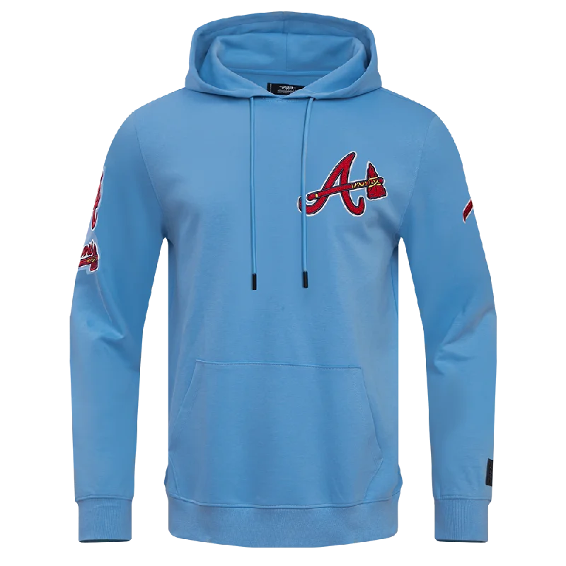 MLB ATLANTA BRAVES CLASSIC CHENILLE MEN'S PO HOODIE (UNIVERSITY BLUE)