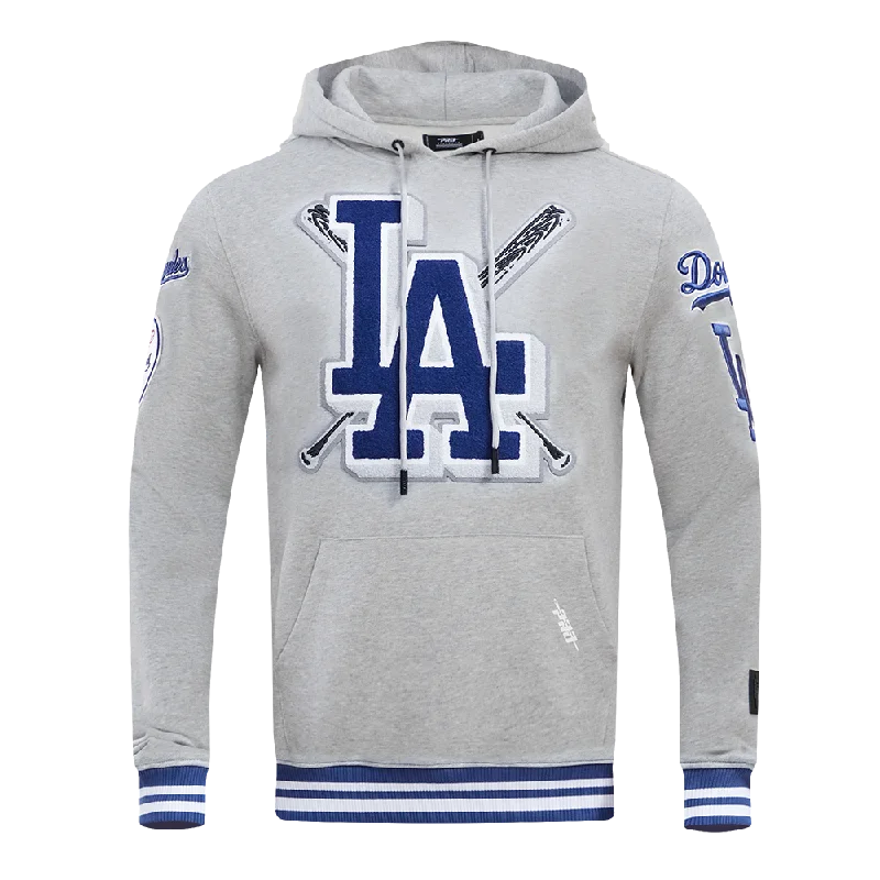 MLB LOS ANGELES DODGERS MASHUP MEN'S RIB PO HOODIE (HEATHER GREY/DODGER BLUE)