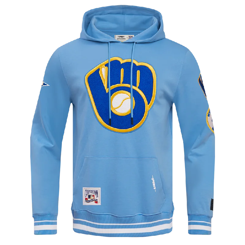 MLB MILWAUKEE BREWERS RETRO CLASSIC MEN'S PO HOODIE (UNIVERSITY BLUE)