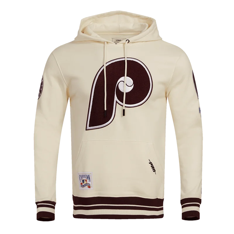 MLB PHILADELPHIA PHILLIES RETRO CLASSIC MEN'S PO HOODIE (EGGSHELL/WINE)