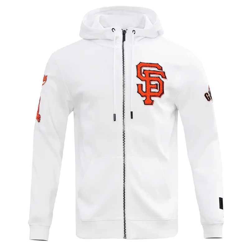 MLB SAN FRANCISCO GIANTS CLASSIC CHENILLE MEN'S FZ PO HOODIE (WHITE)