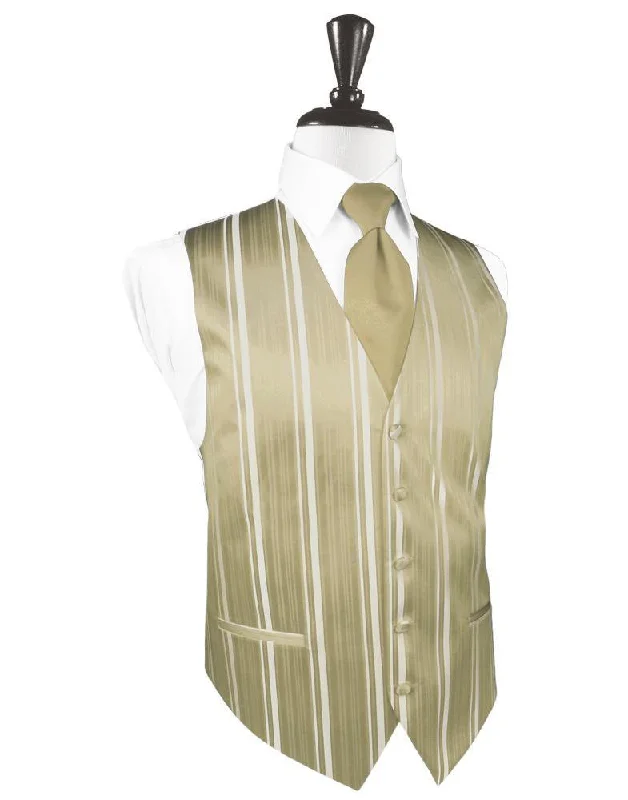 Golden Striped Satin Tuxedo Vest