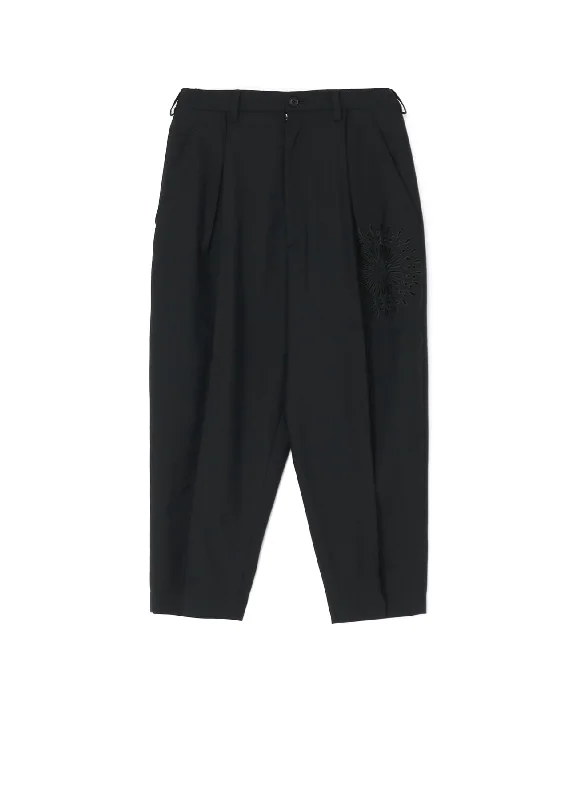 WOOL POLYESTER GABARDINE CROSS TUCK  PANTS