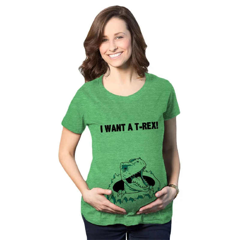 Ask Me About My T-Rex Flip Maternity T Shirt