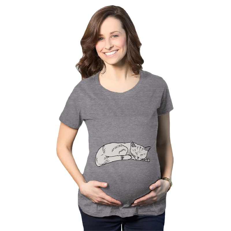 Cat On Baby Bump Maternity T Shirt