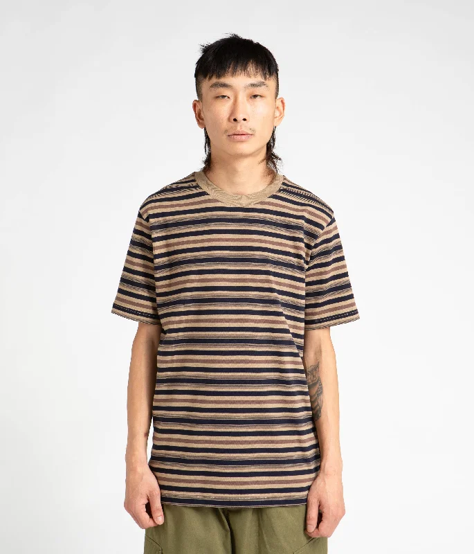 Norse Projects Johannes Multi Stripe T-Shirt - Utility Khaki