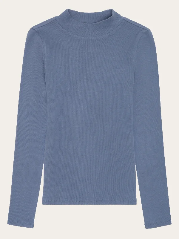 Rib high neck LS - Moonlight Blue