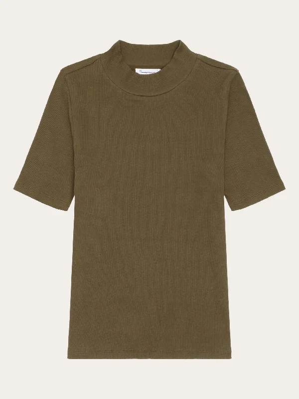 Rib high neck SS - Dark Olive