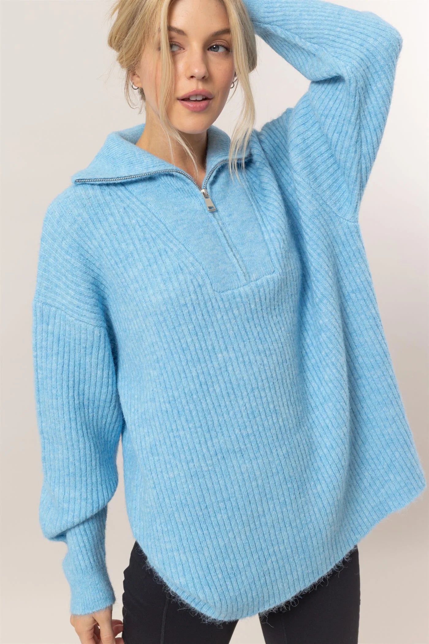 On Clouds Blue Half Zip Sweater