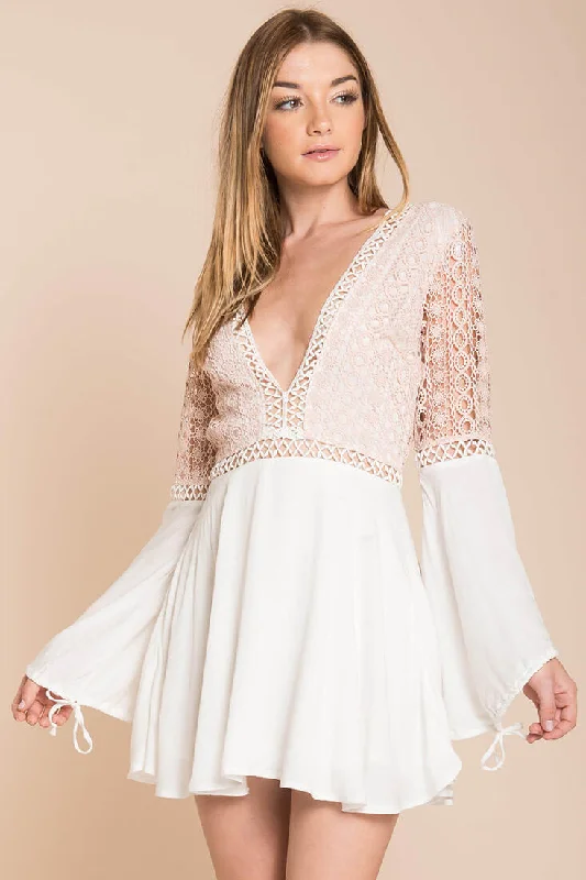 Carson Crochet Details Dress White