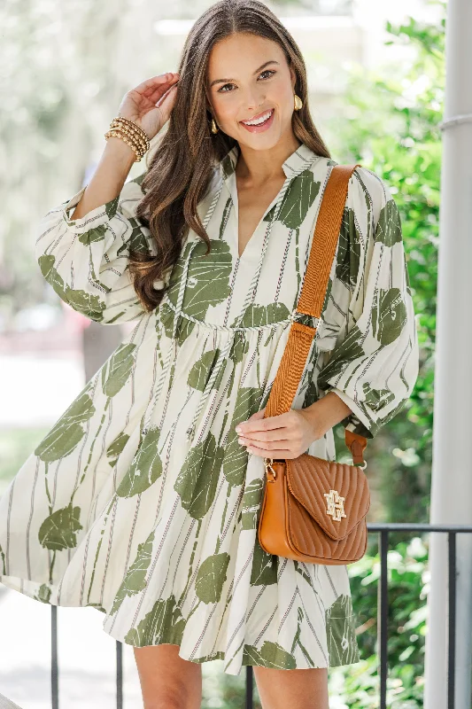 Full Of Wonder Olive Green Floral Dress