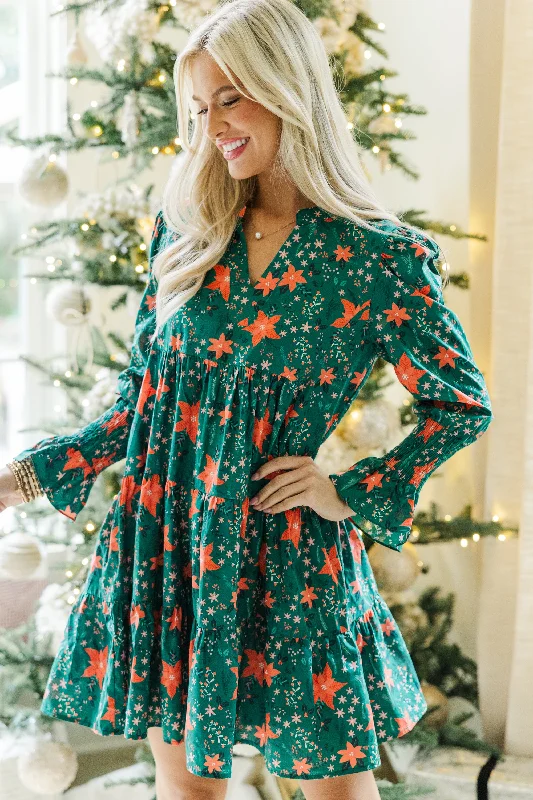 In Your Happy Place Emerald Floral Dress