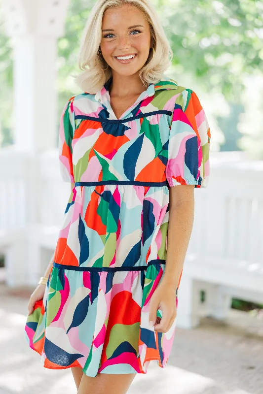 Know You Better Navy Multi Abstract Dress