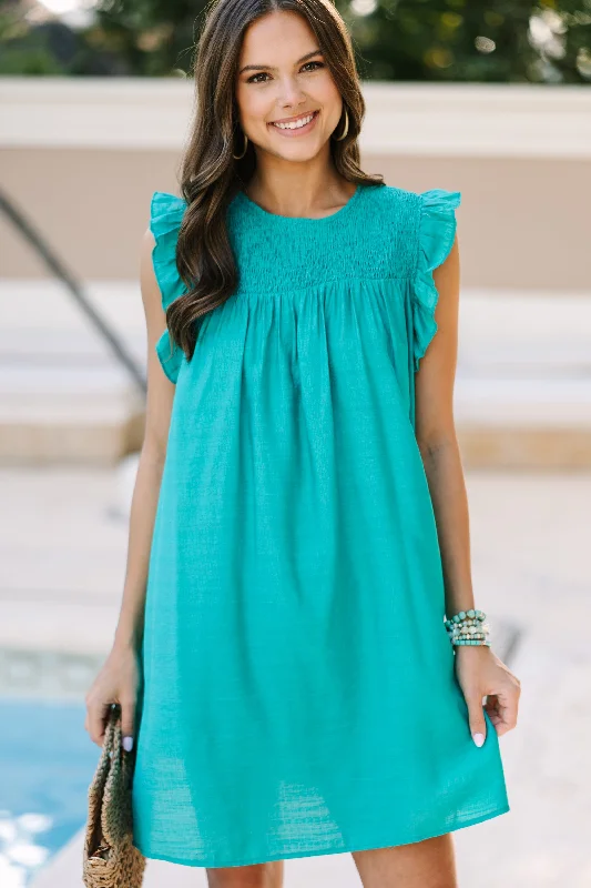 Longing For Love Green Ruffled Dress