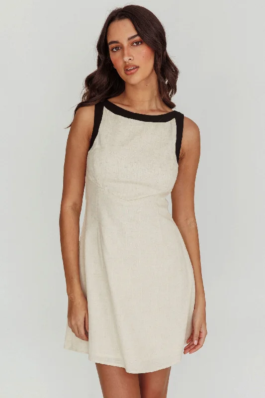 Loving Me Sleeveless A-line Mini Dress Oat