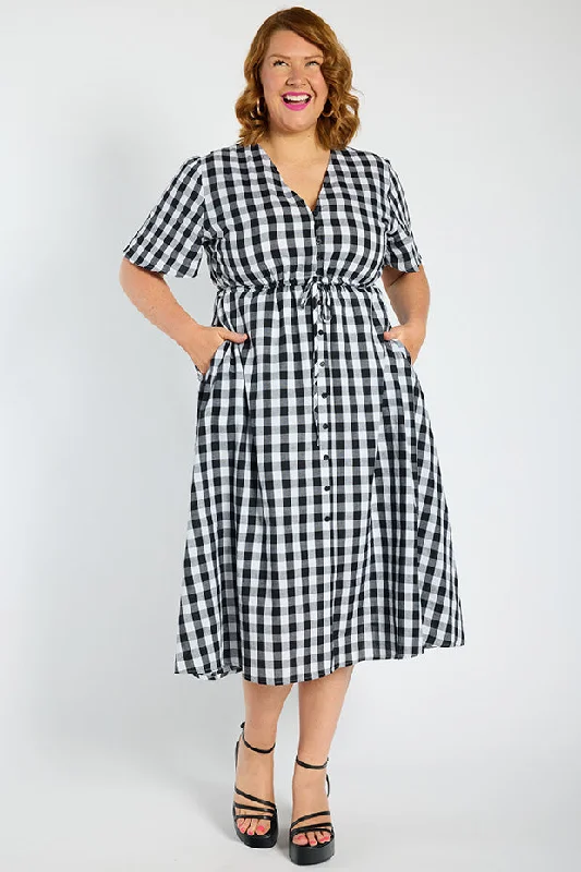 Marley Gingham Black Dress