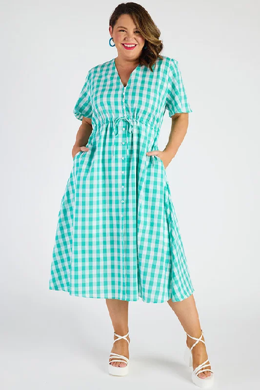 Marley Gingham Jade Dress