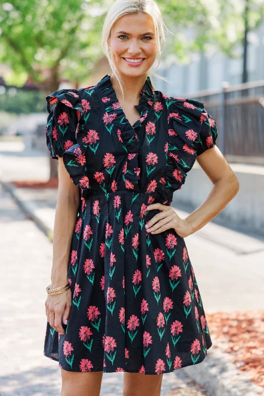 Now Or Never Black Floral Dress