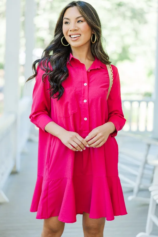 Share Your Story Fuchsia Pink Shirt Dress