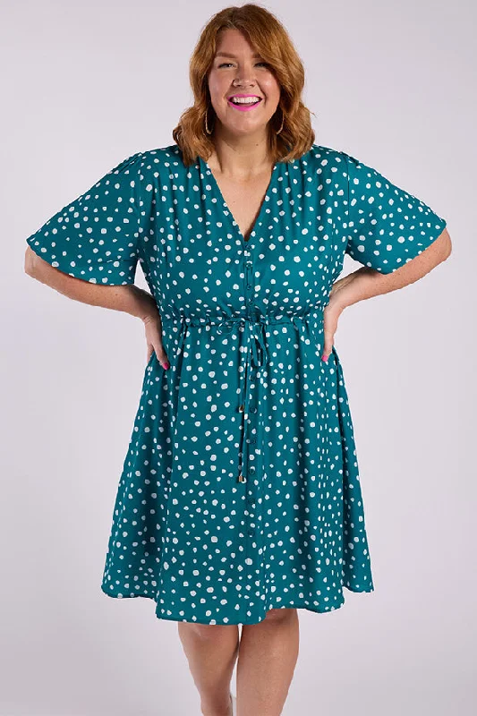 Siena Teal Spot Dress