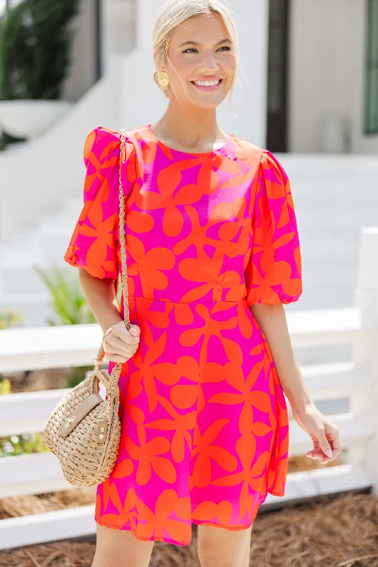 Take Your Love Fuchsia Pink Floral Dress